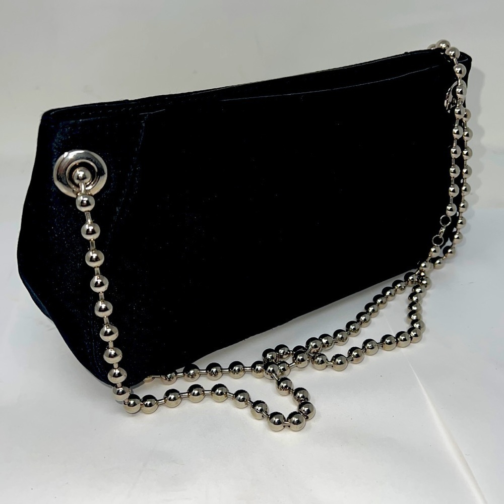 Furla Black Satin Ziptop Chain Bag
